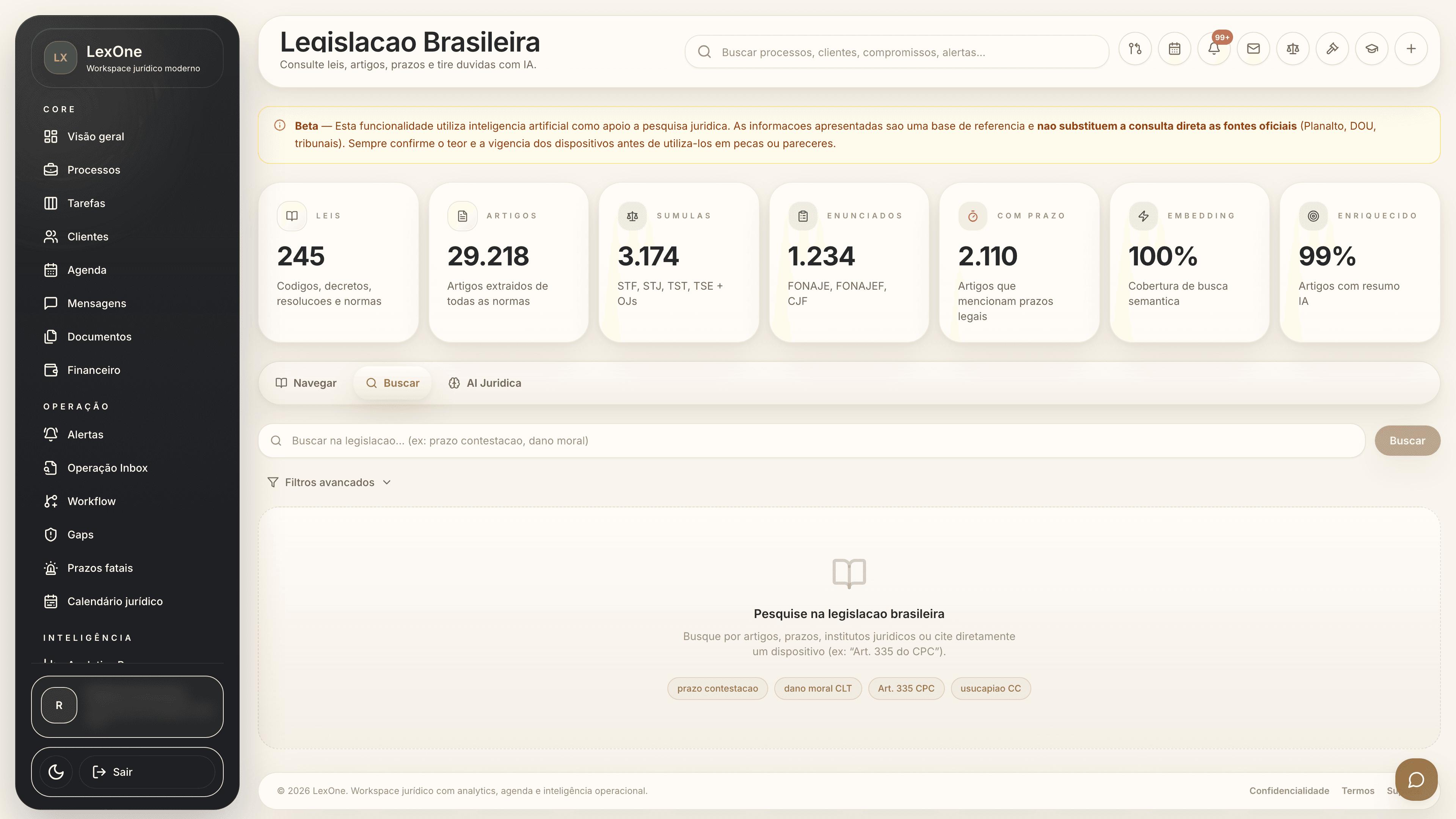 Busca jurídica por termo, tema e contexto