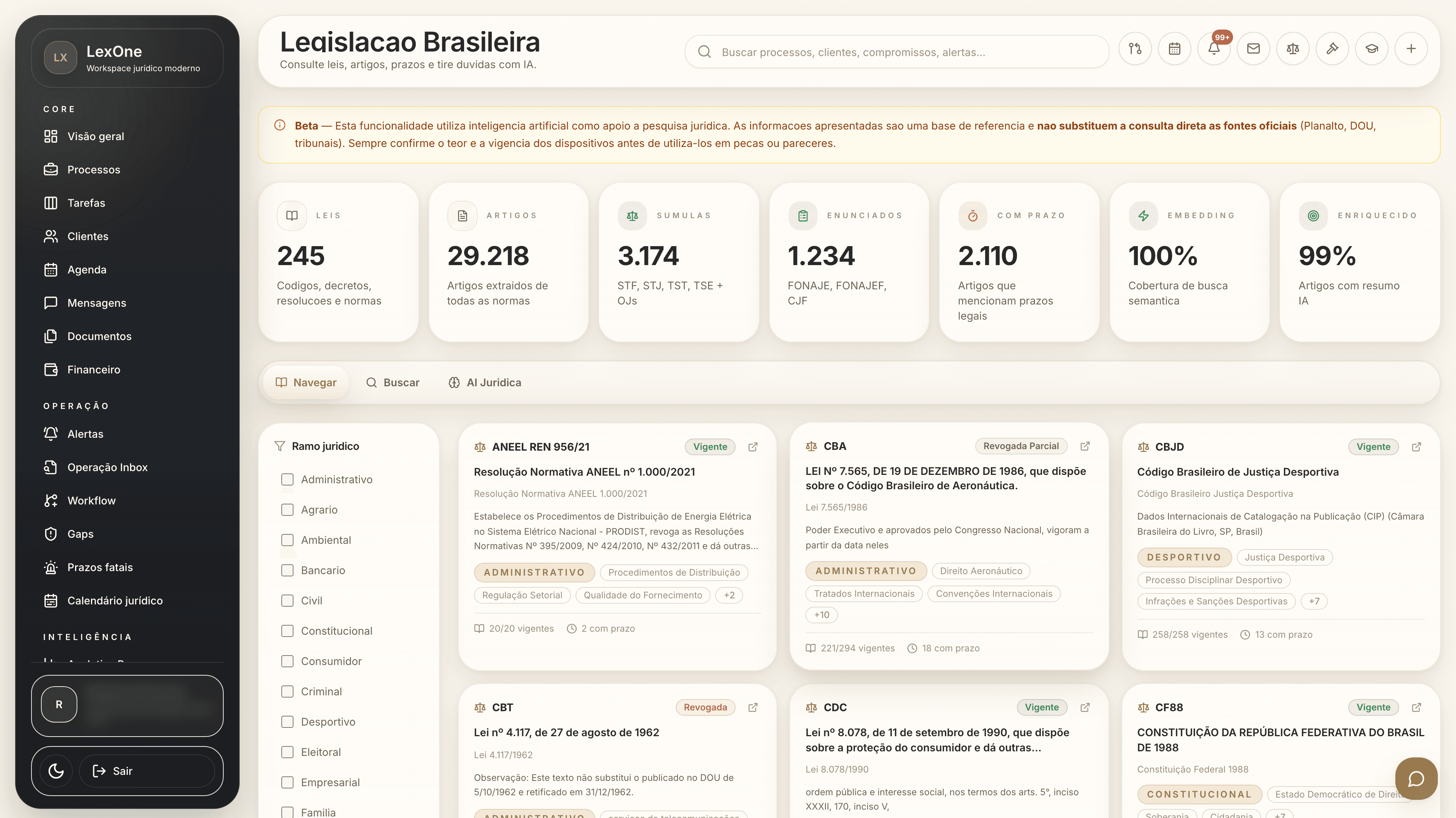 Base jurídica com leis, artigos e súmulas