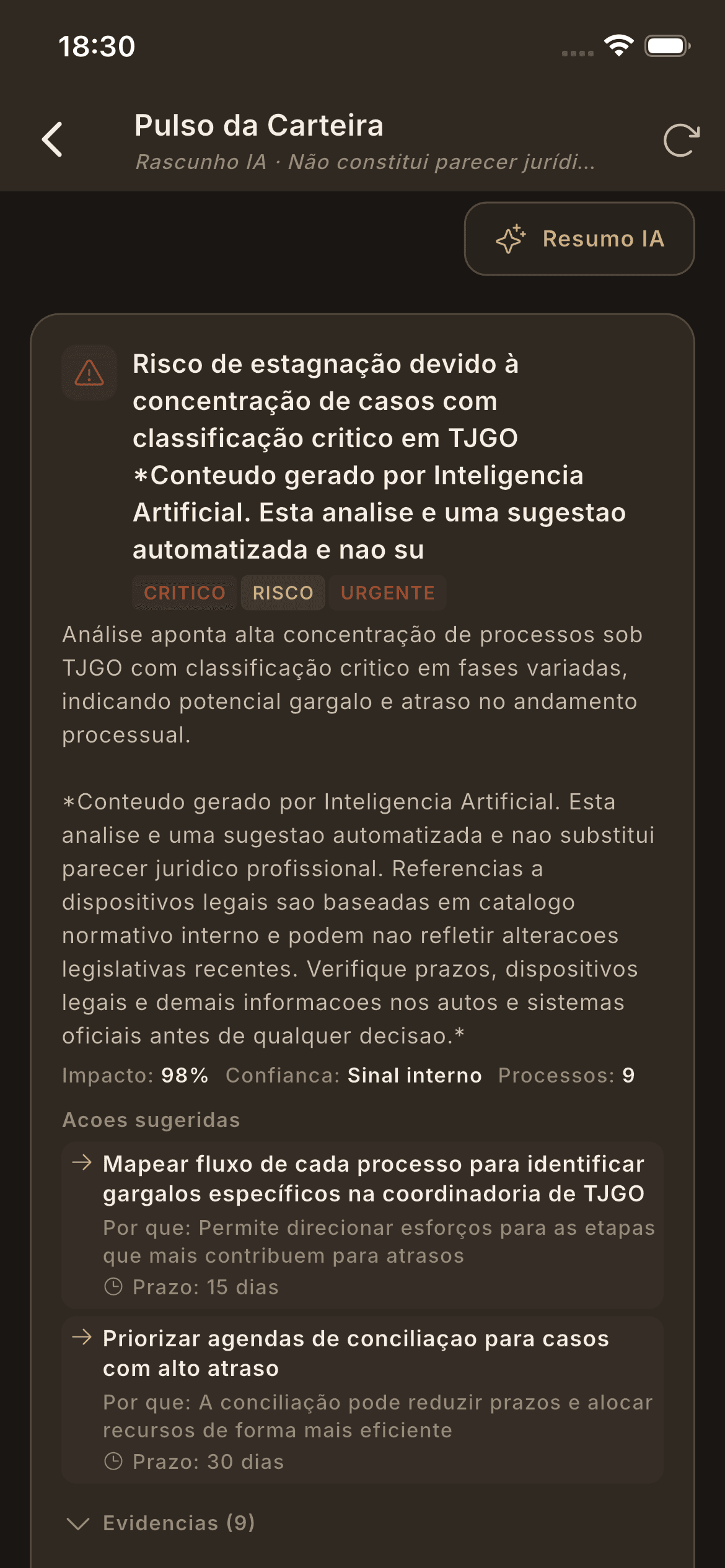 Leitura móvel da carteira com sinais de prioridade