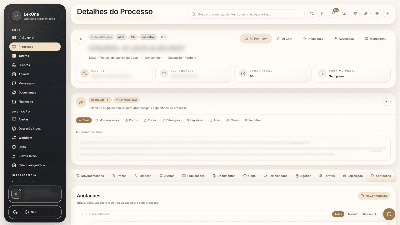 Resumo de processo com foco na próxima providência